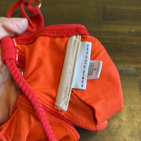 Robin Piccone Ava Braided Cut Out One Piece Swimsuit Fiery Red Size 8 - Picture 7 of 10